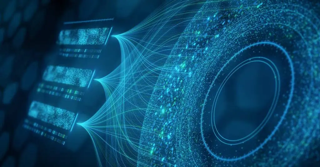 Abstract digital network visualization.