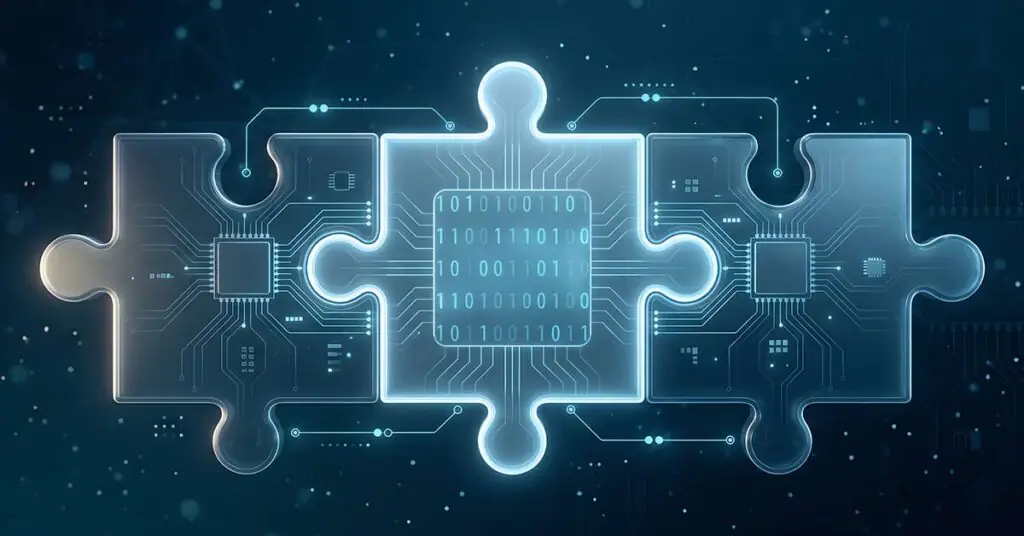 Illustration of data-inspired puzzle pieces
