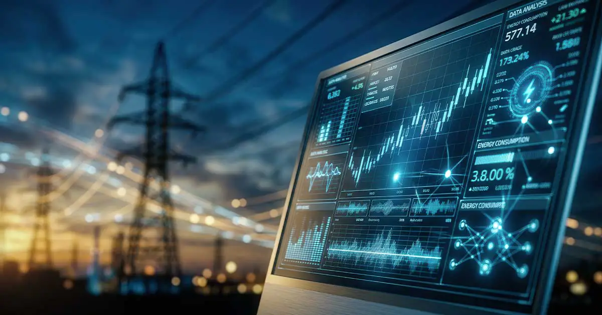Illustration of utility lines and energy consumption data points